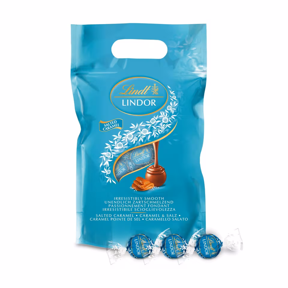 Lindt Lindor Salted Caramel Chocolate Truffles – 1kg Bag (Approx. 80 Balls) – Smooth Filling – Christmas, Gift, Birthday, Congratulations, Sharing Treat