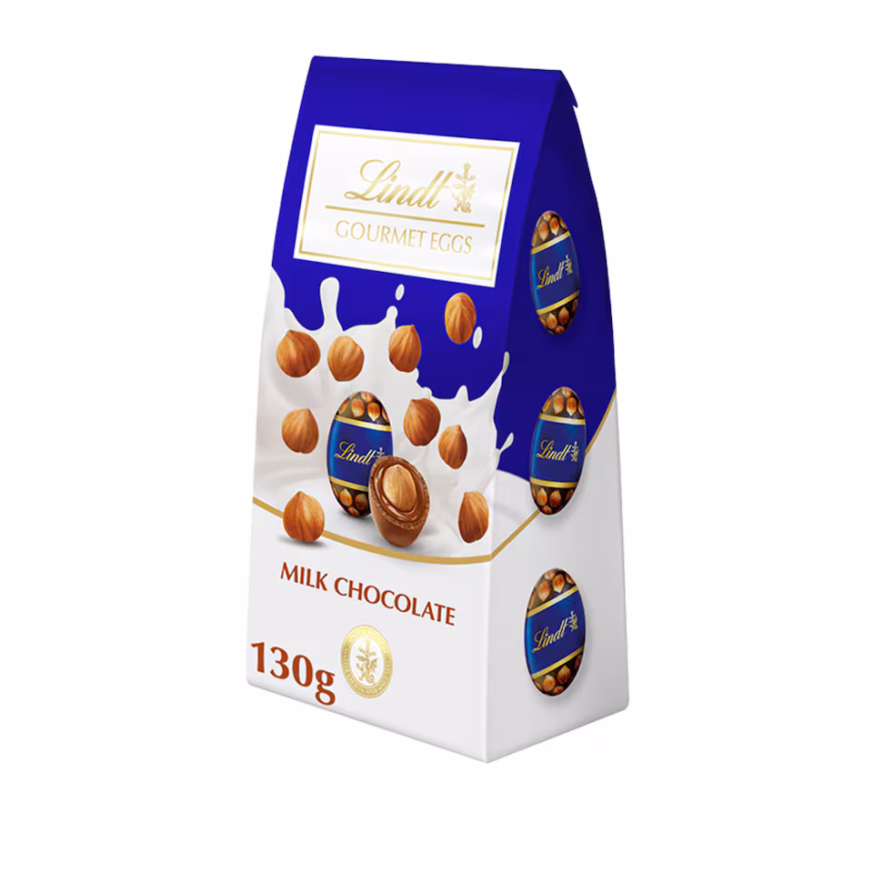 Lindt Gourmet Milk Chocolate Eggs with Whole Roasted Hazelnut 130g