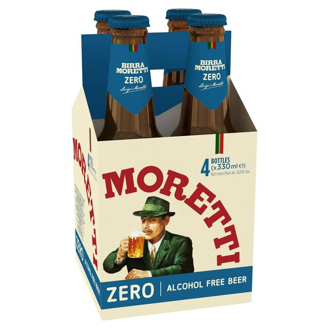 Birra Moretti Zero 0.0% Alcohol Free Beer Bottle 4 x 330ml