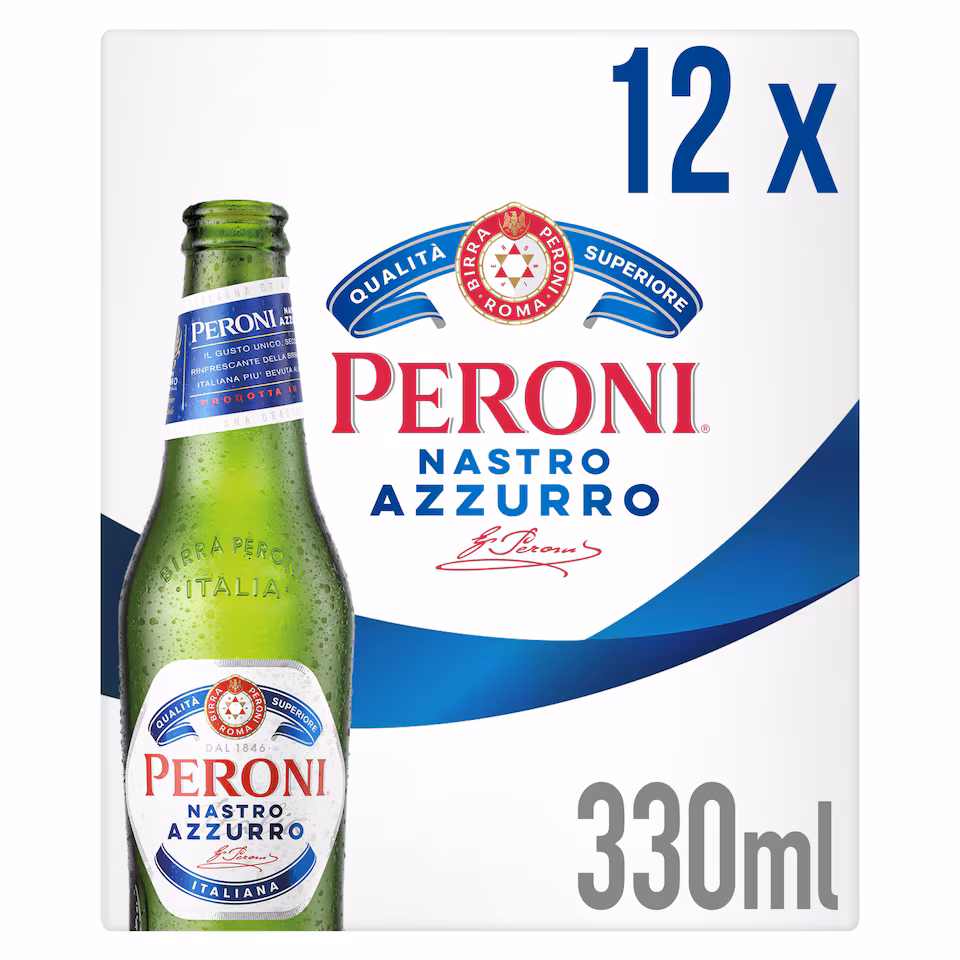 Peroni Nastro Azzurro Beer Lager Bottles 12x330ml