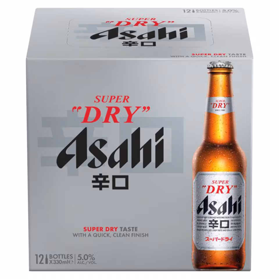 Asahi Super Dry Beer Lager Bottles 12x330ml