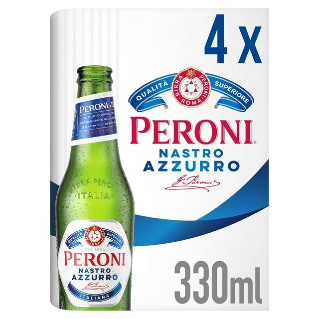 Peroni Nastro Azzurro Beer Lager Bottles 4x330ml