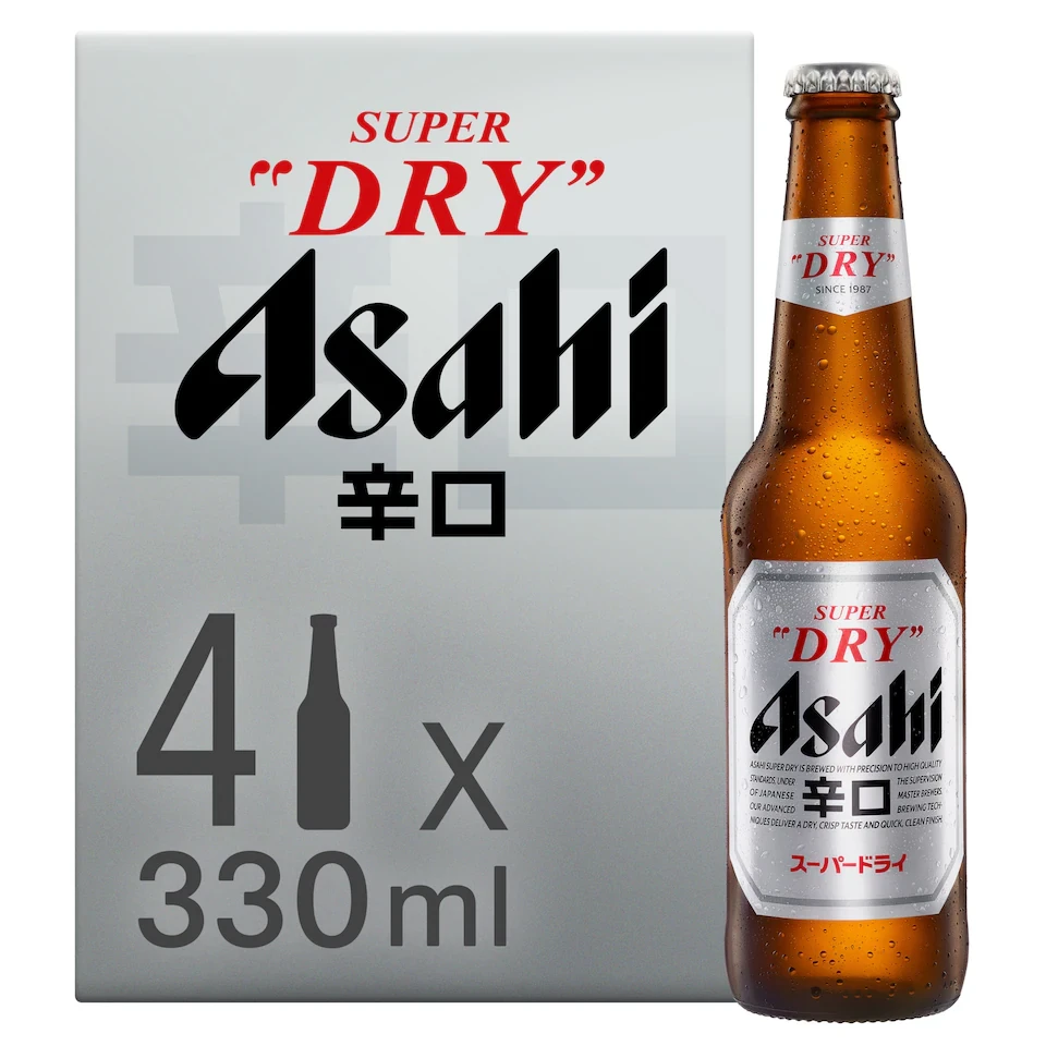 Asahi Super Dry Beer Lager Bottles 4x330ml