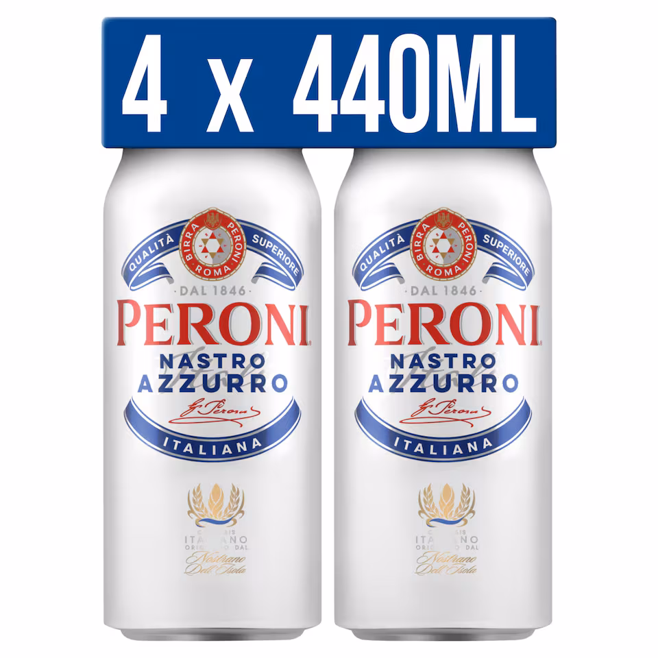 Peroni Nastro Azzurro Beer Lager Cans 4x440ml