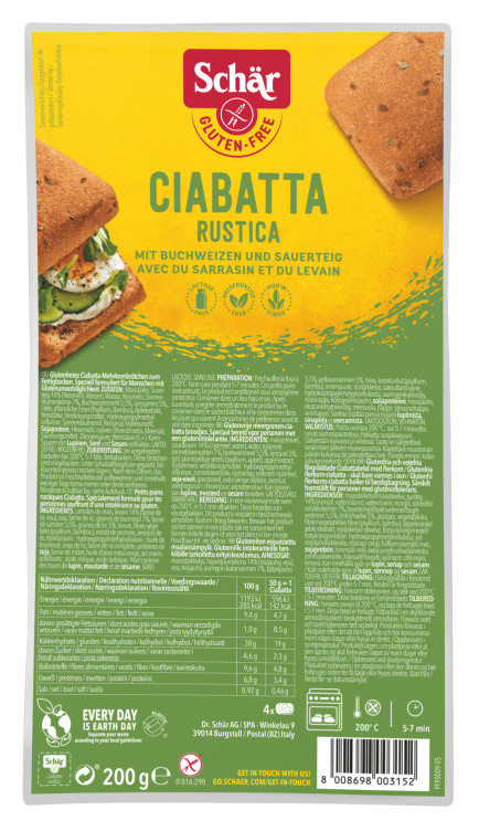 Ciabatta Rustica glutenfri 200g Schar