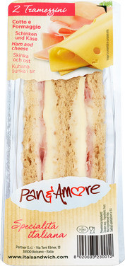 Pane Amore Fullkornssandwich Skinke og Ost 130g