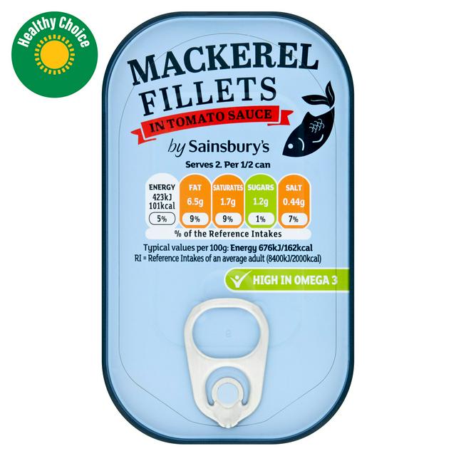 Sainsbury's Mackerel Fillets in Tomato Sauce 125g