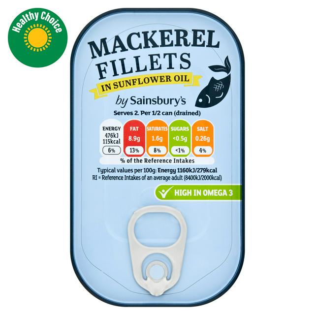 Sainsbury's Mackerel Fillets in Sunflower Oil 125g (82g*)