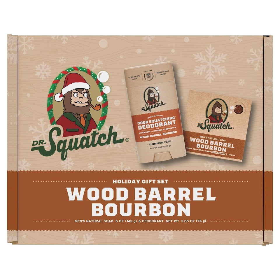 Dr Squatch Wood Barrel Bourbon Soap & Deodorant Gift Set