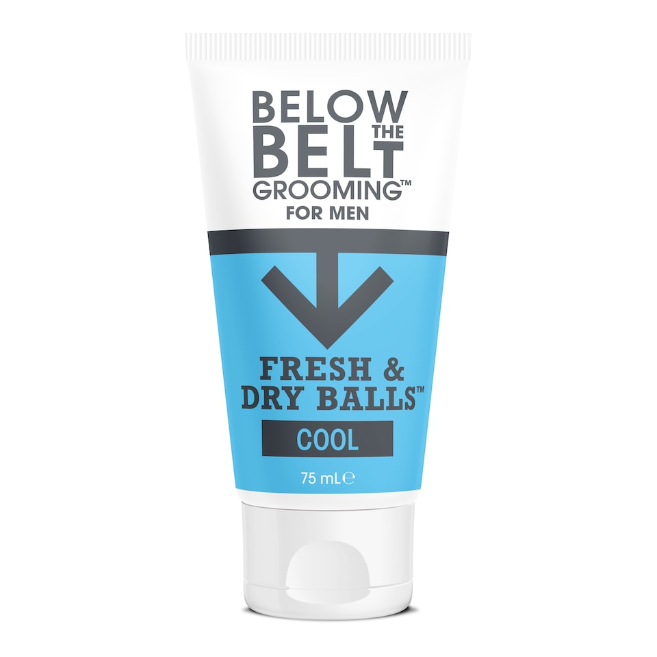 Below The Belt Grooming Fresh & Dry Ball Cool Ball, Intimate Deodorant For Men, Protects against Sweat, Odour and Chafing, Cool Mint Fragrance 75ml