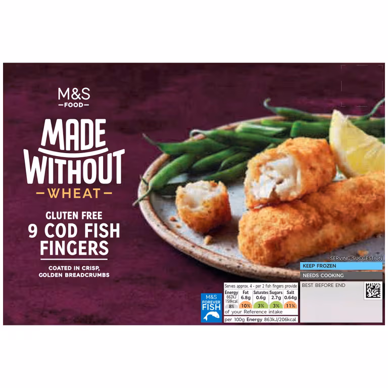 M&S Made Without Wheat Gluten Free Cod Fish Fingers