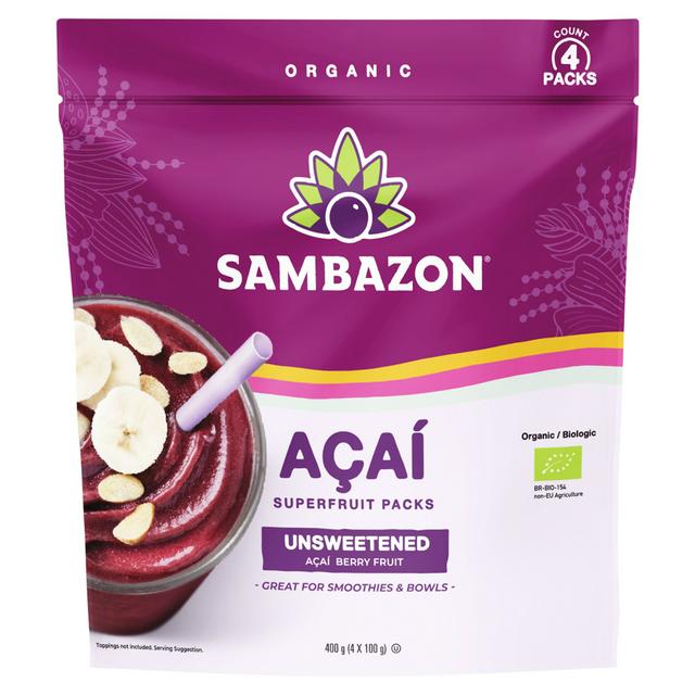 Sambazon Pure Unsweetened Acai Packs 4 x 100g