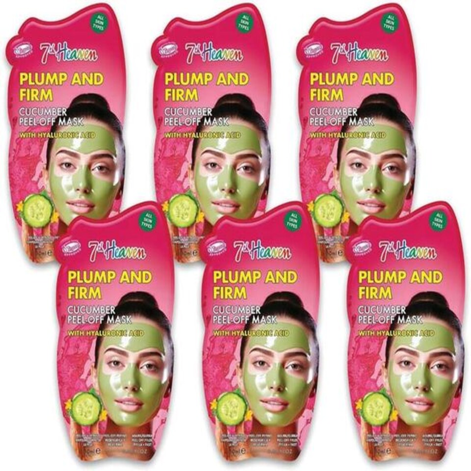 7th Heaven Cucumber Peel Off Face Mask with Hyaluronic Acid, Pack of 6