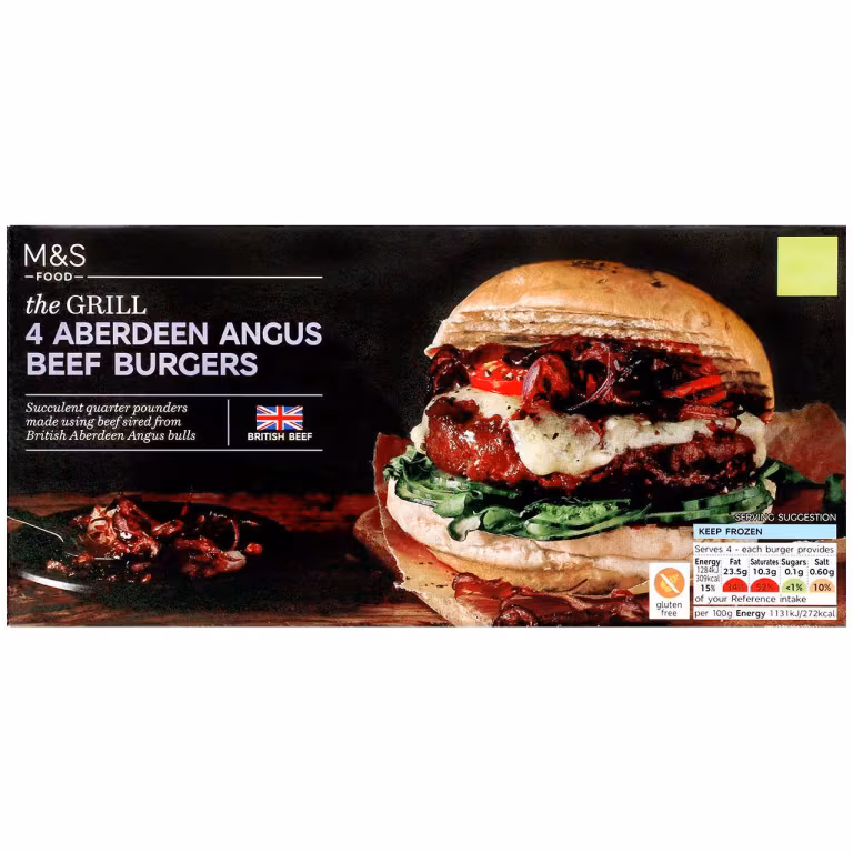 M&S 4 Aberdeen Angus Beef Burgers