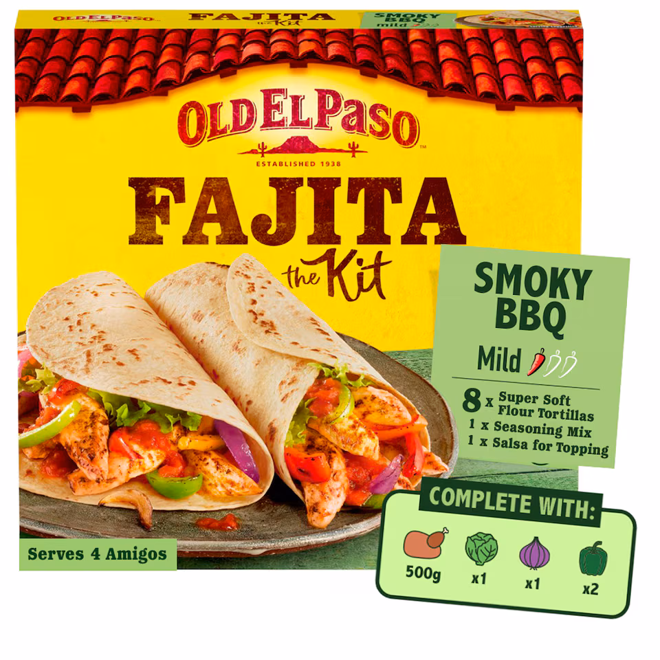 Old El Paso Smoky Bbq Fajita Dinner Kit 500G