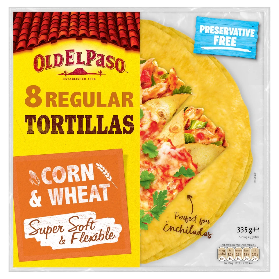Old El Paso Soft Corn Tortillas Wraps X8 335G