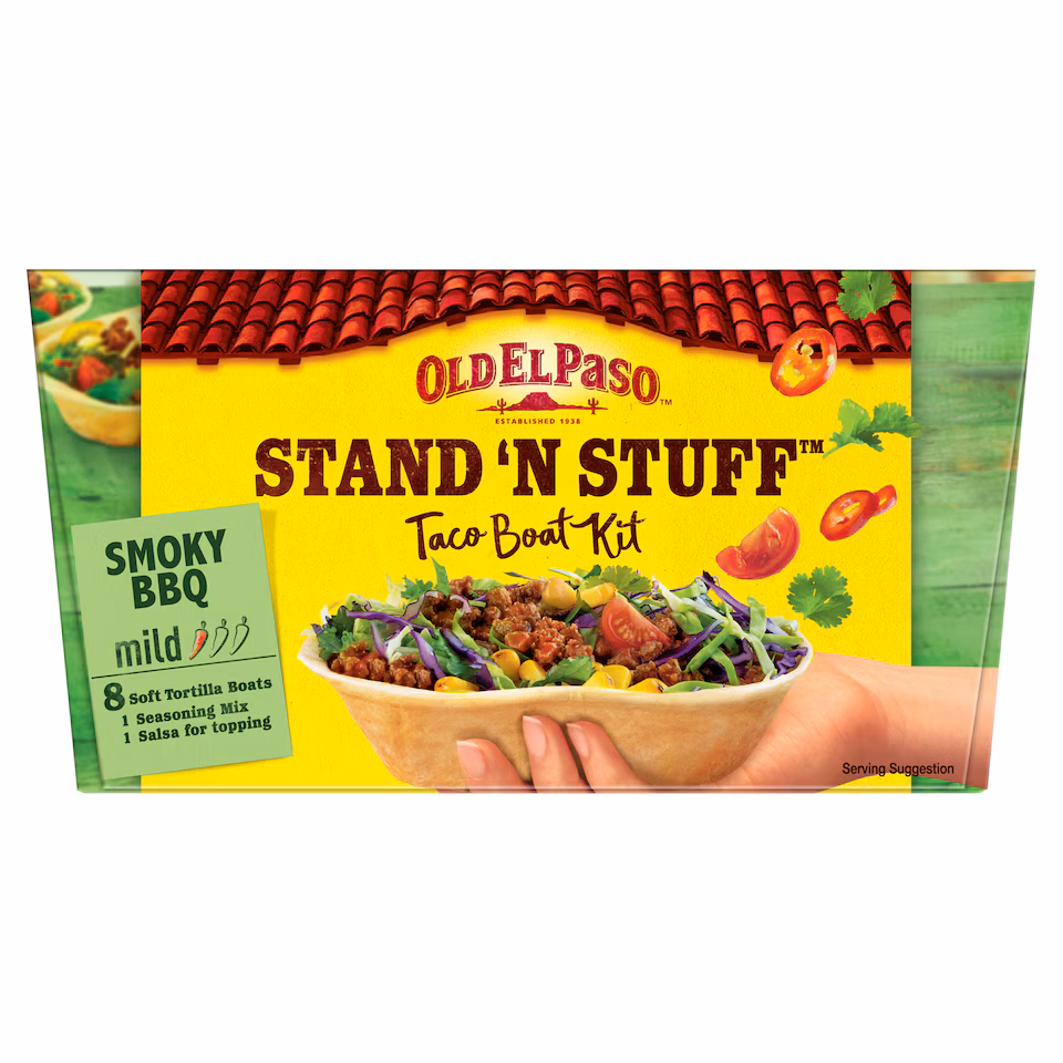 Old El Paso Stand 'N Stuff Taco Boat Kit - Smoky BBQ 350g