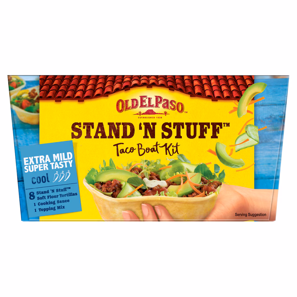Old El Paso Stand 'N' Stuff Taco Boat Kit - Extra Mild 329g