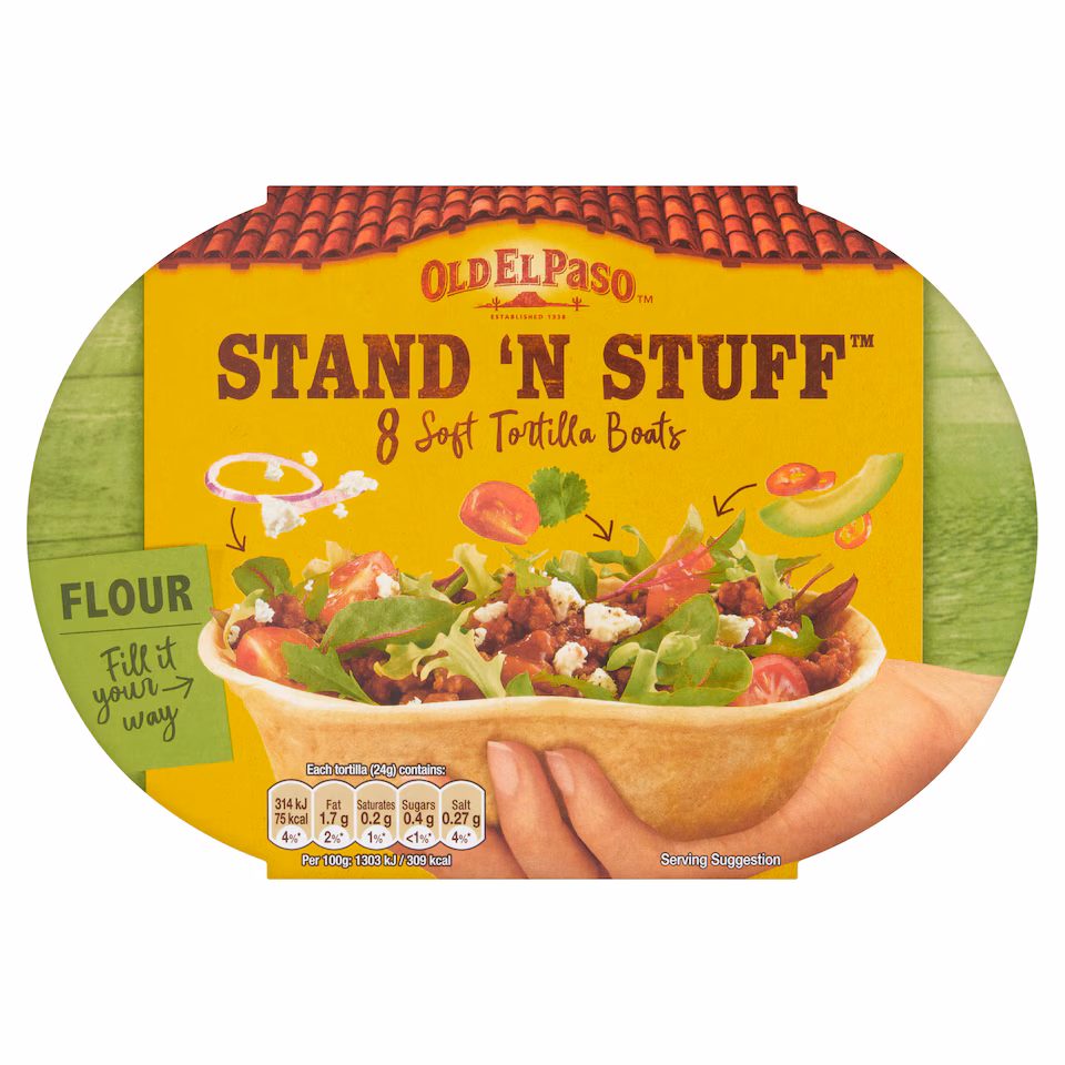Old El Paso Stand ‘N’ Stuff Soft Flour Tortillas Wraps 8Pk 193G