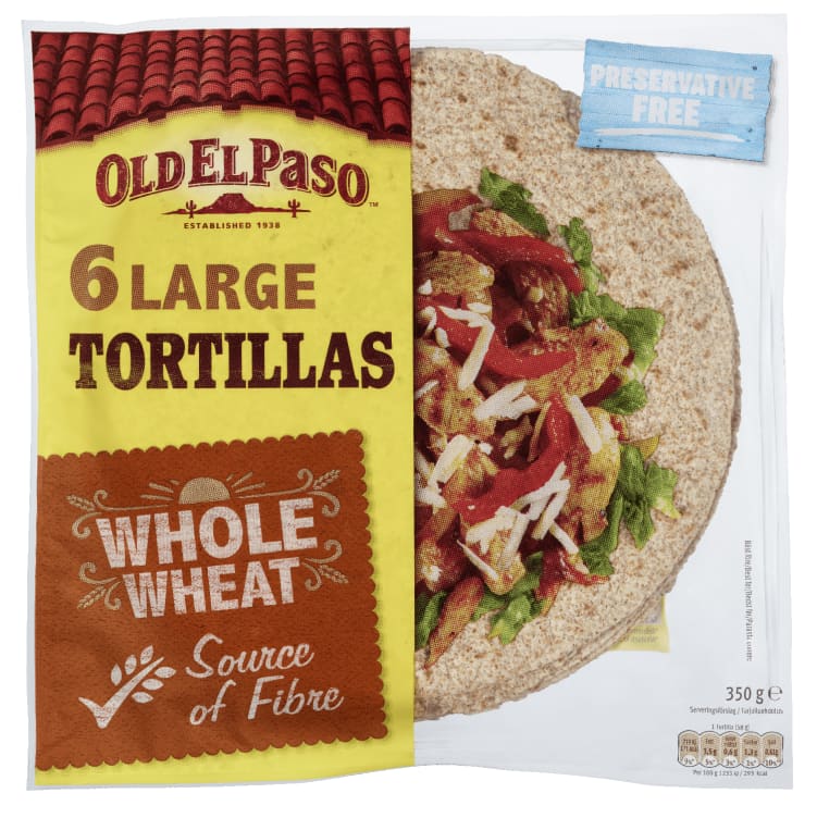 Tortillas Whole Wheat 6stk 350g Old El Paso