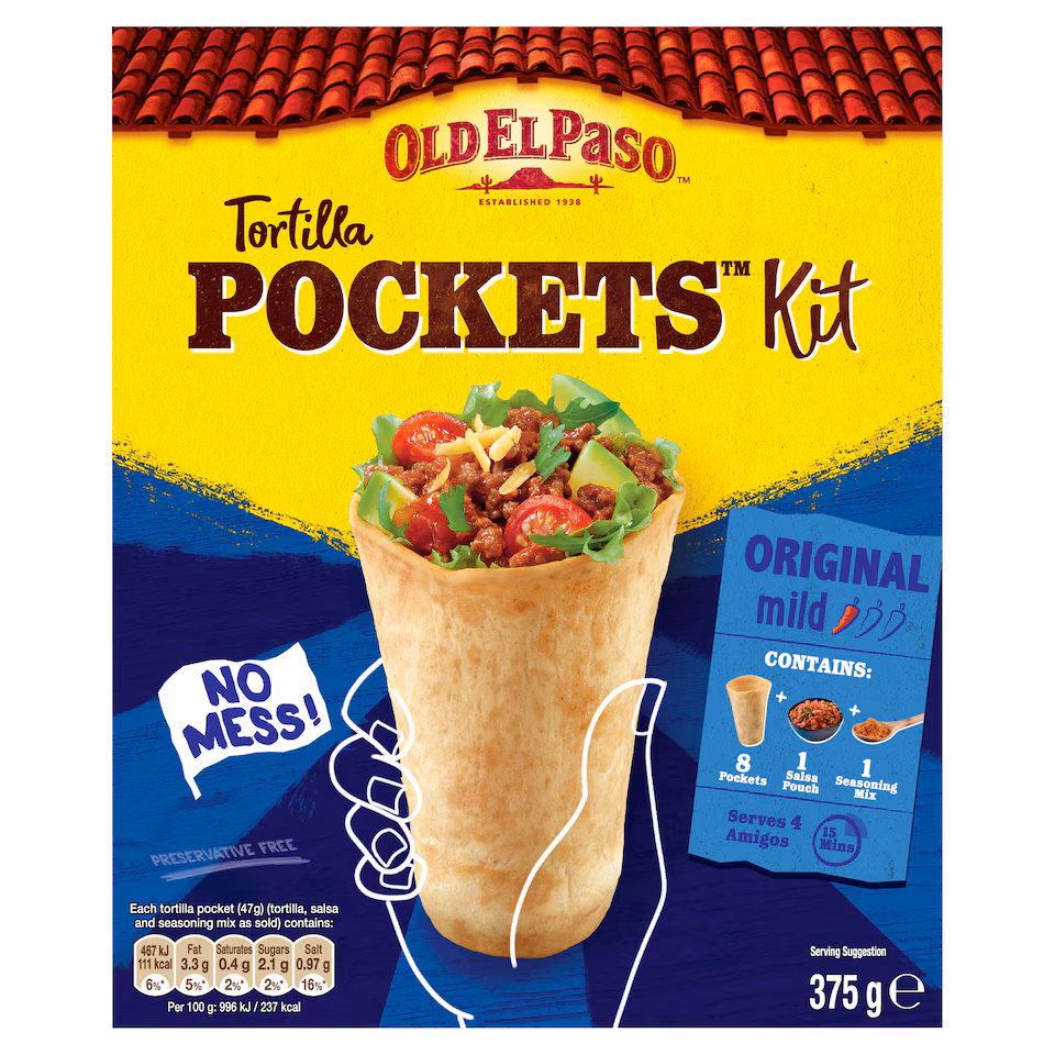 Old El Paso Tortilla Pockets Kit Mild 375G