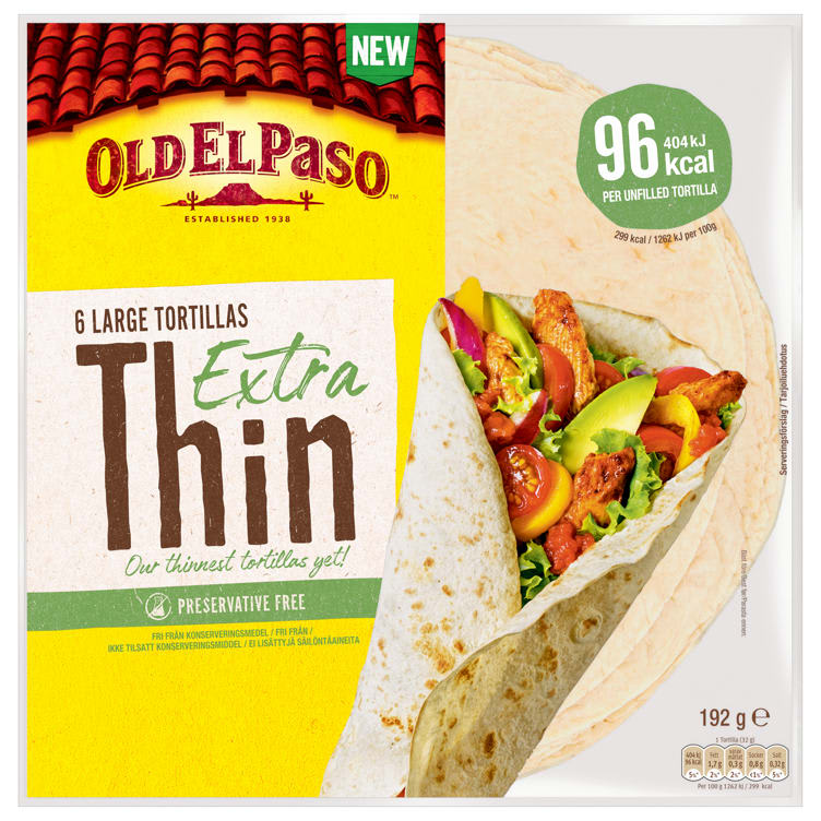 Tortillas Large Ex.Thin 6stk 192g Old El Paso