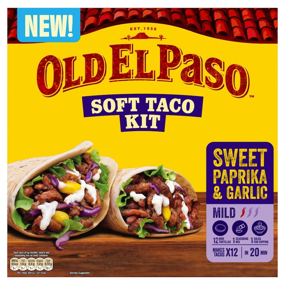 Old El Paso Soft Taco Kit Sweet Paprika & Garlic 499g