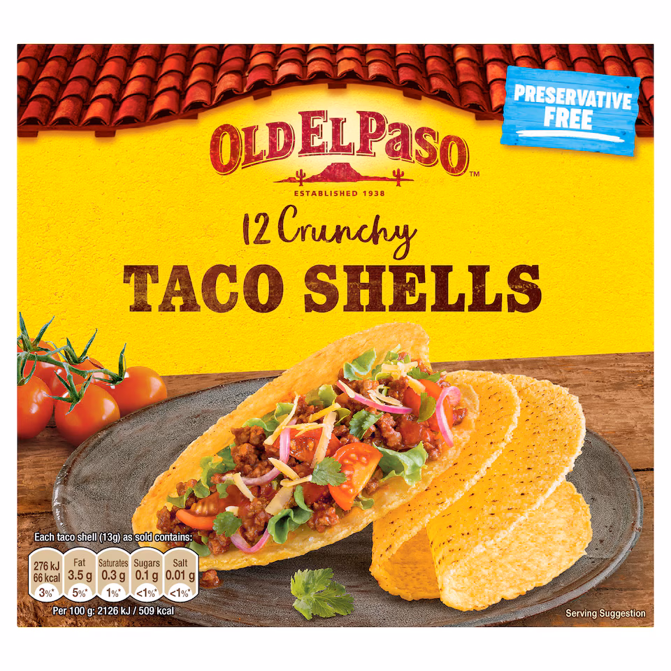 Old El Paso Crunchy Taco Shells X12 156G