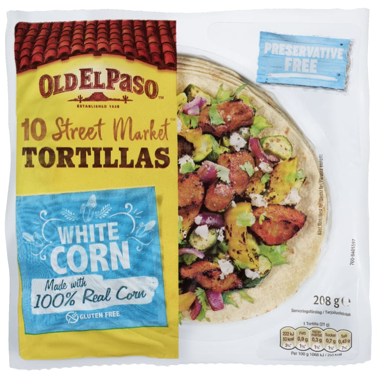 Tortillas 100%Mais Gl.Fri 208g Old El Paso