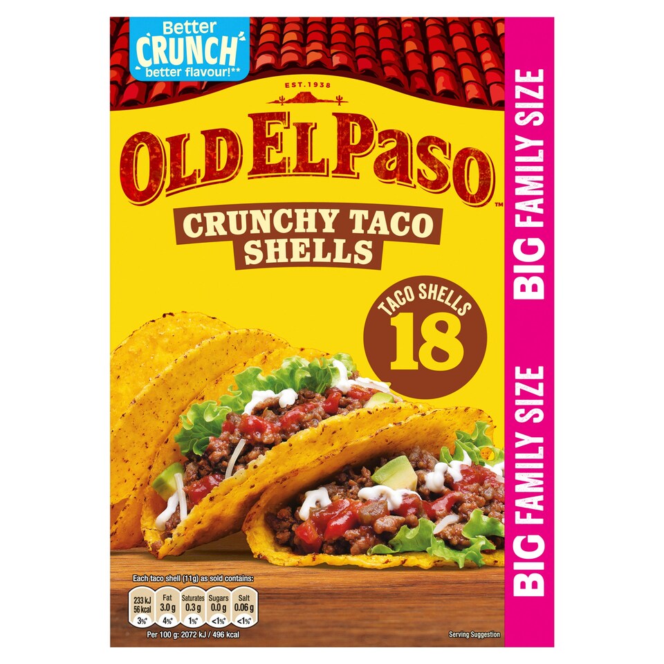 Old El Paso Crunchy 18 Taco Shells 203g