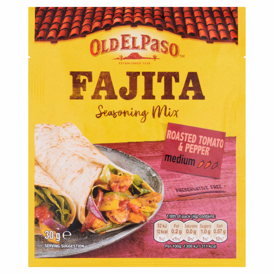 Old El Paso Tomato & Pepper Fajita Seasoning Spice Mix 30G