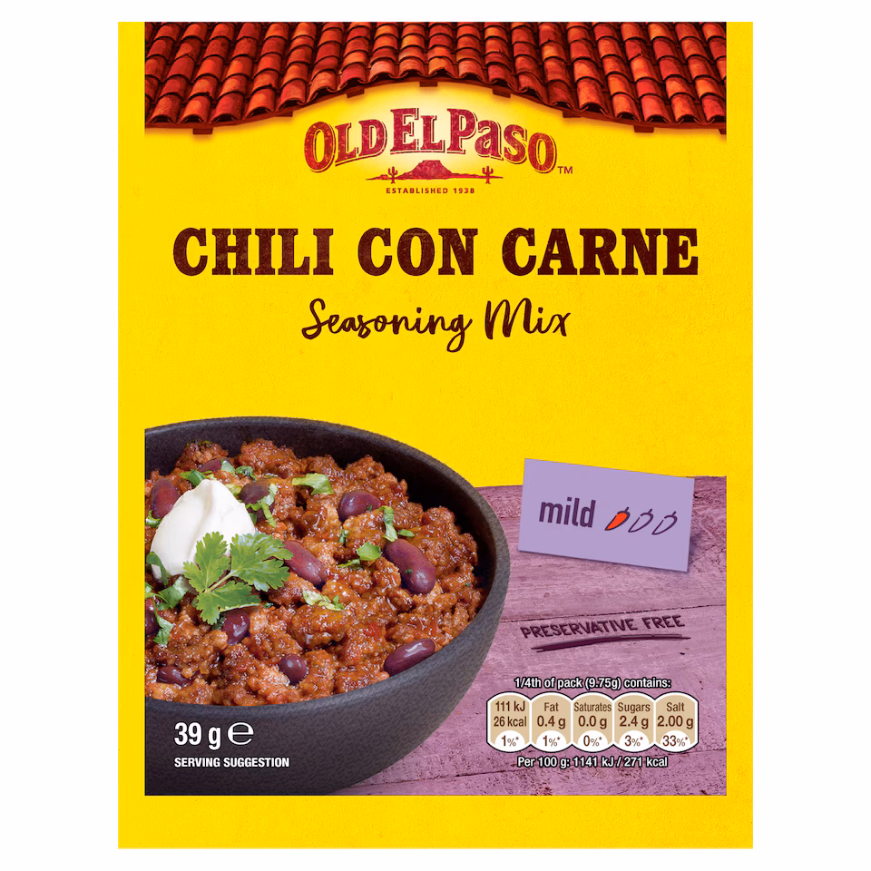Old El Paso Chilli Con Carne Seasoning Spice Mix 39G