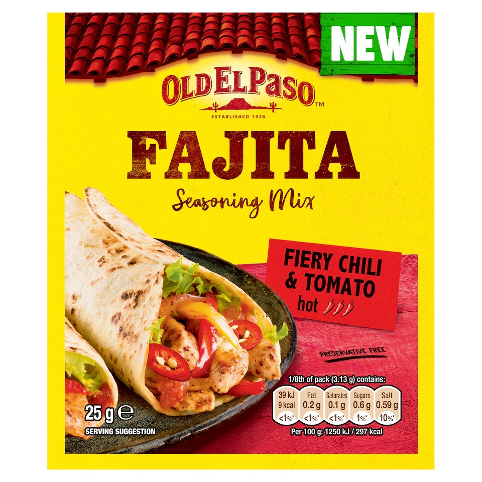 Old El Paso Fajita Fiery Chili & Tomato Hot Seasoning Mix 25G
