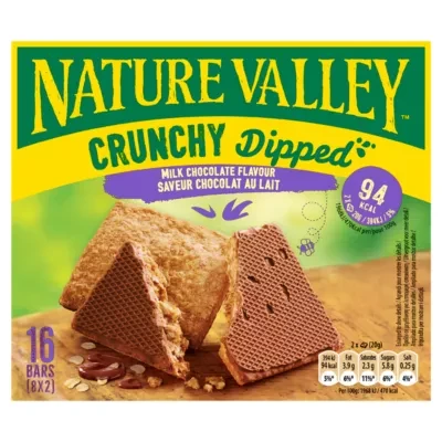 Nature Valley Crunchy Dipped With Milk Chocolate Flavour Cereal Bars 8 X 20G