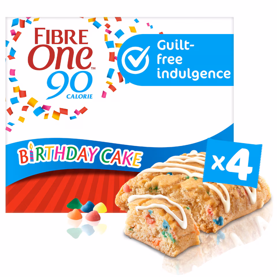 Fibre One 90 Calorie Birthday Cake Squares Snack Bars 4 x 24g