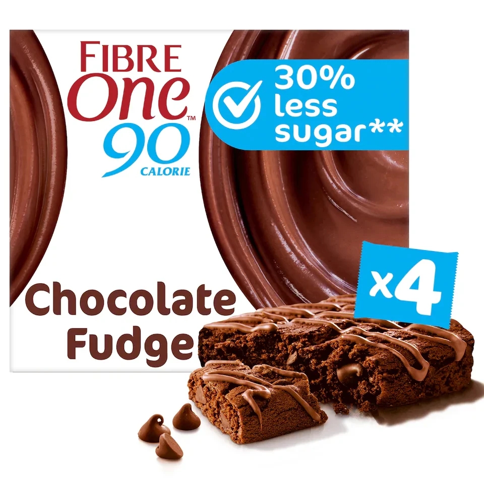 Fibre One 90 Calorie Chocolate Fudge Brownies Snack Bars 4 x 24g