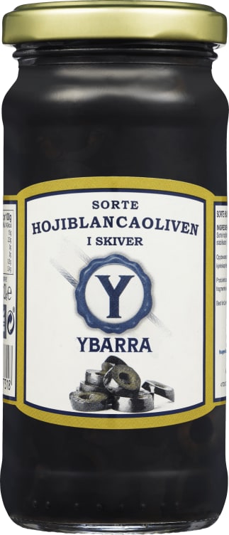 Oliven Sorte skivet 230g Ybarra