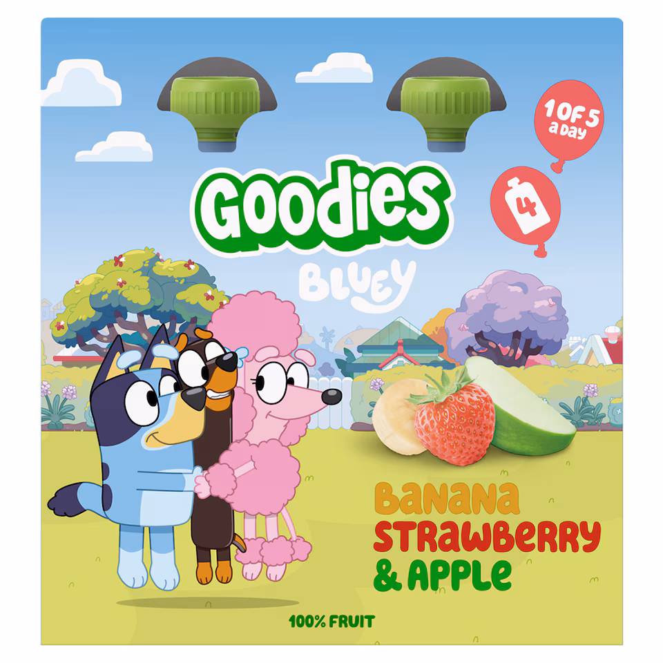 Goodies Bluey Banana Strawberry & Apple Pouch 4x100g