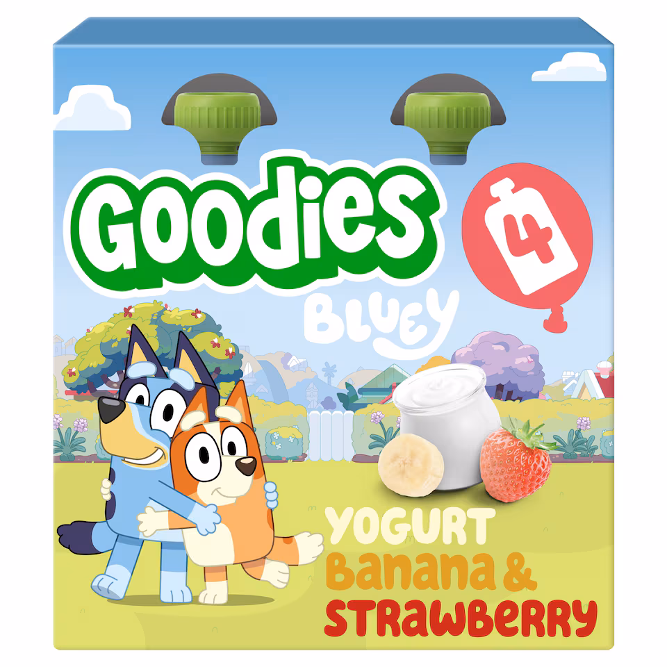 Goodies Bluey Yogurt Banana & Strawberry Pouch 4x100g