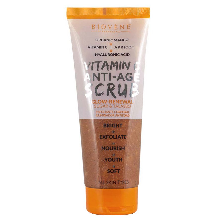 Biovène Vitamin C Anti-Age Scrub Glow Renewal Organic Mango Sugar & Talasso Body Exfoliator 250ml