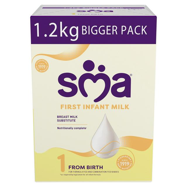 SMA First Infant Baby Milk Powder Formula from birth 1.2kg (2x600g)