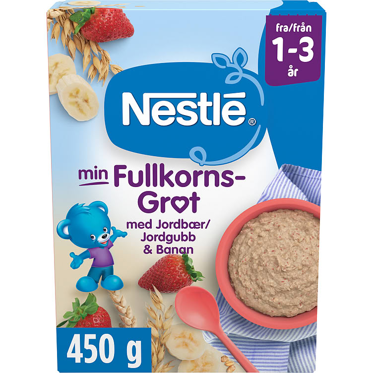 Min Fullkornsgrøt Jordbær&Banan 1-3 År 450g Nestle