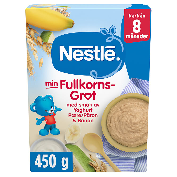 Min Fullkornsgrøt Yoghurt&Pære&Banan 8m 450g