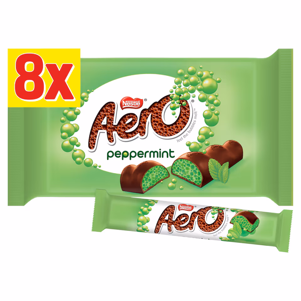 Aero Peppermint Milk Chocolate Bubble Bars 8 x 27g
