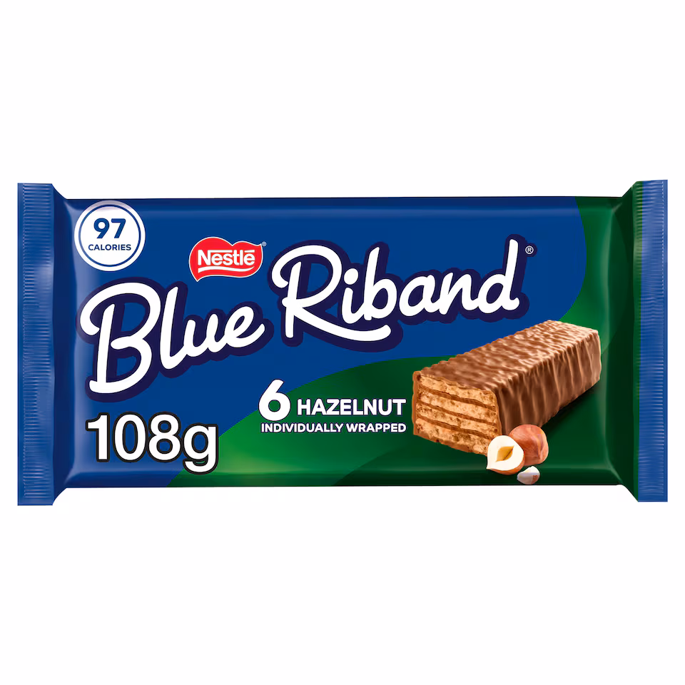 Blue Riband Hazelnut Wafer Biscuit Bar 6 Pack Multipack 108g 