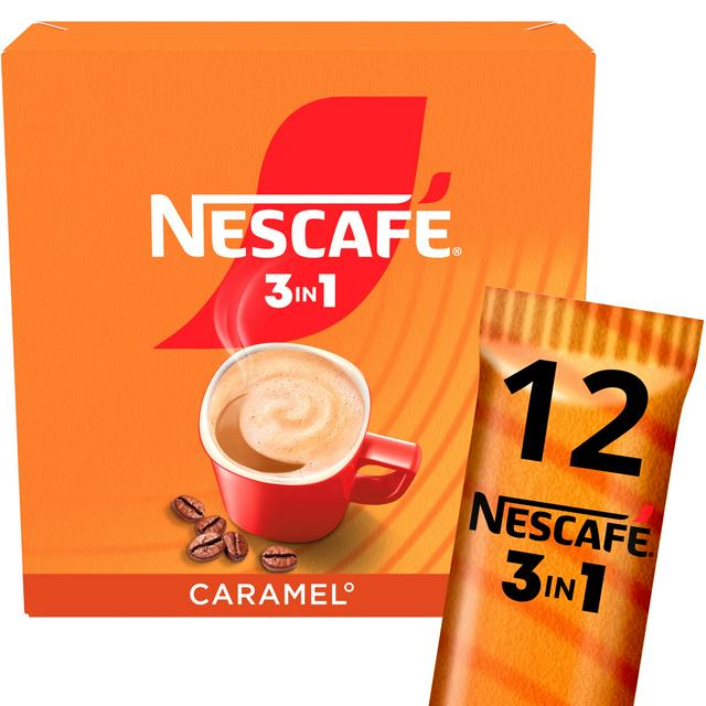Nescafe 3 In 1 Caramel Instant Coffee Sachets 12x16g