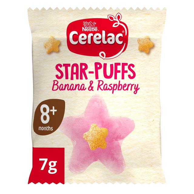 Cerelac Banana & Raspberry Star Puffs Baby Food Snack 8+ Months 7g