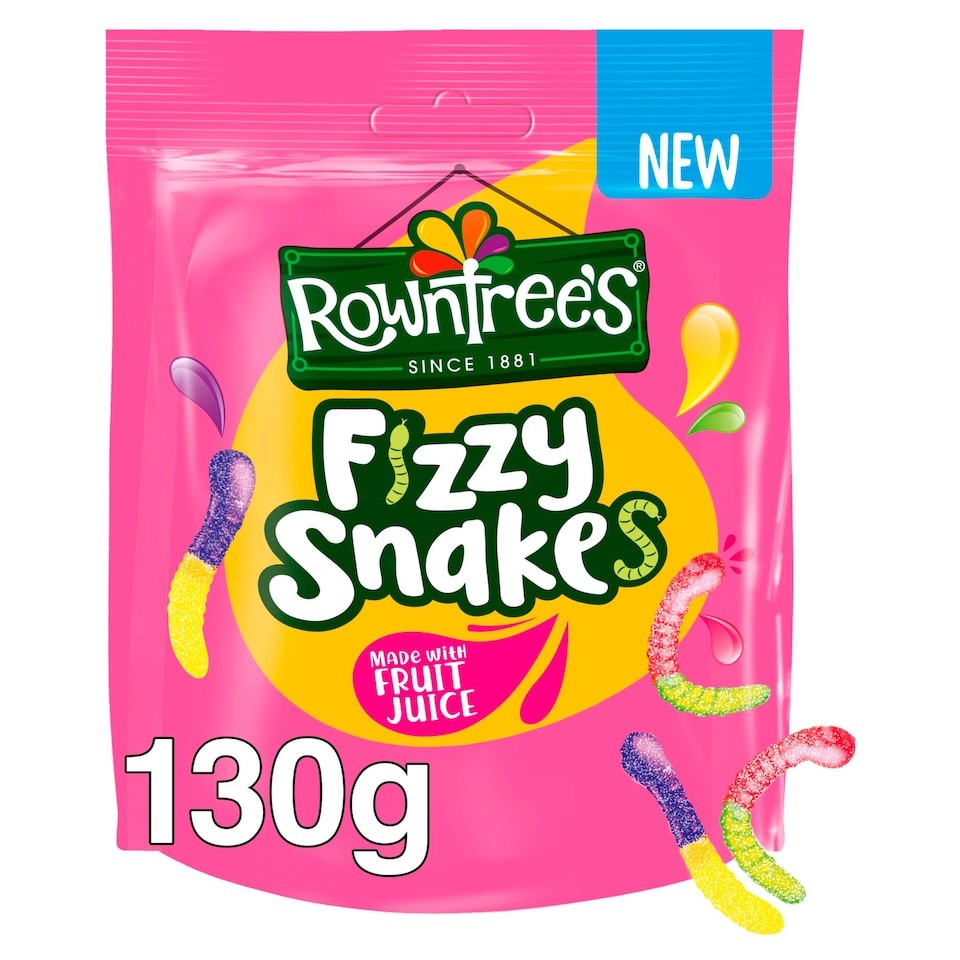 ROWNTREES Fizzy Snakes Sweets Sharing Bag 130g