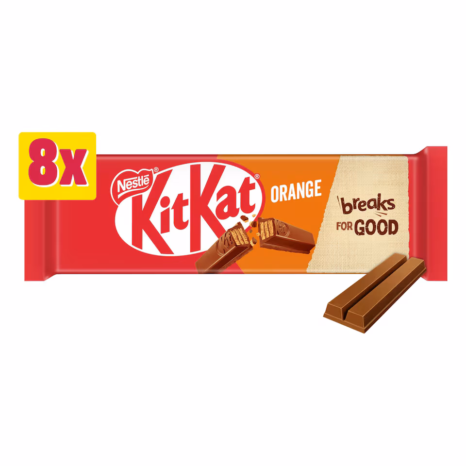 KitKat 2 Finger Orange Chocolate Biscuit Bar 8 Pack Multipack 165.6g