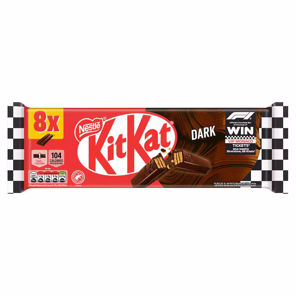 KitKat 2 Finger Dark Chocolate Biscuit Bar 8 Pack Multipack 165.6g
